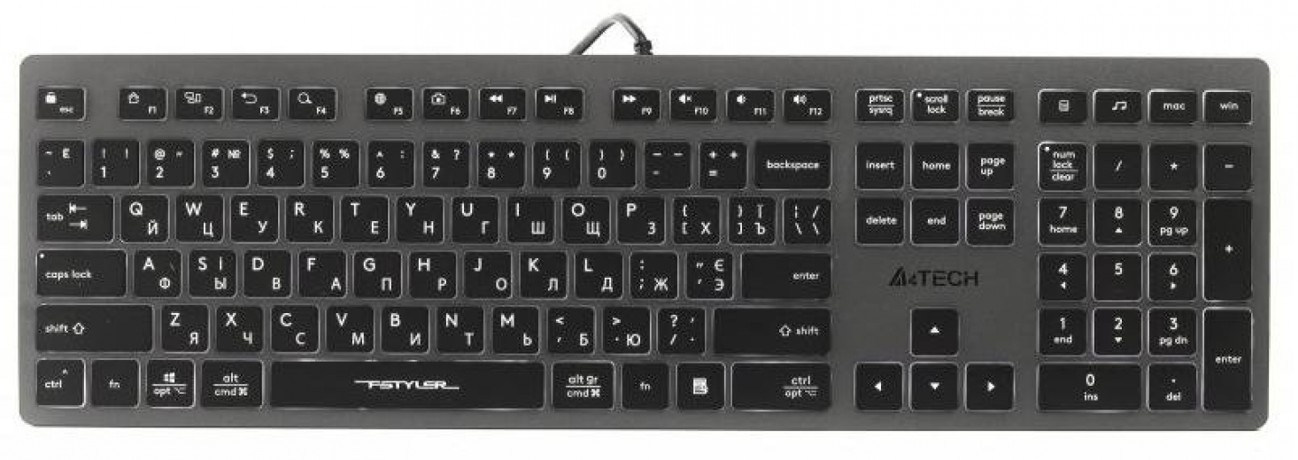 Клавиатура проводная A4Tech FX60H USB Grey White backlit (4711421976343) - фото Клавиатура проводная A4Tech FX60H USB Grey White backlit (4711421976343) - фото - интернет-магазин электроники и бытовой техники TTT