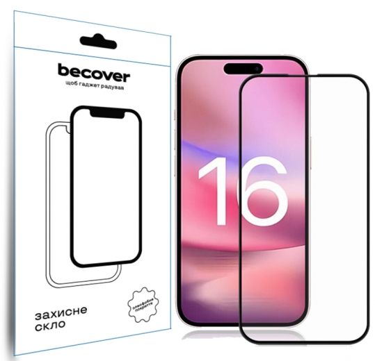 Защитное стекло Becover для Apple iPhone 16 (712122) Black - фото - интернет-магазин электроники и бытовой техники TTT
