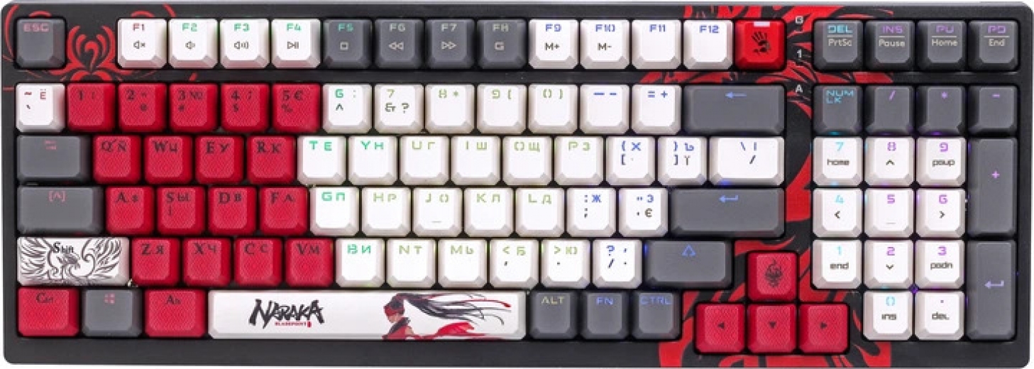 Клавіатура провідна A4Tech Bloody S98 Naraka BLMS USB Black/White/Red - фото - інтернет-магазин електроніки та побутової техніки TTT