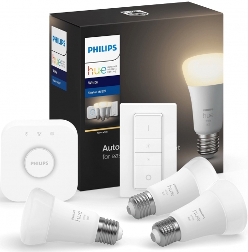 Стартовий комплект Philips Hue White (Bridge, Dimmer, лампа E27 3 шт.) (929001821620) - фото - інтернет-магазин електроніки та побутової техніки TTT