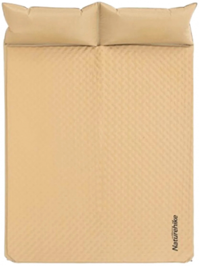 Коврик самонадувной двухместный с подушкой Naturehike NH18Q010-D 25 мм (6927595784440) Beige - фото - интернет-магазин электроники и бытовой техники TTT