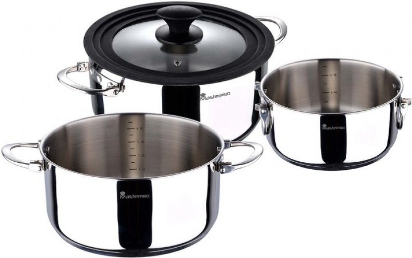 Набор кастрюль с универсальной крышкой MasterPro Foodies collection 4 предмета (BGMP-2160) - фото - интернет-магазин электроники и бытовой техники TTT