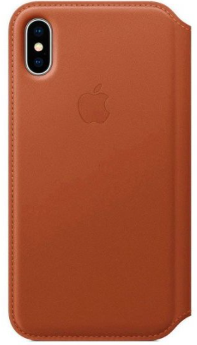 Панель Apple Leather Folio iPhone X Saddle Brown - фото - интернет-магазин электроники и бытовой техники TTT