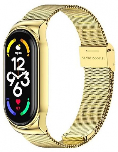 Ремешок BeCover Metal для Xiaomi Mi Smart Band 7 (707495) Gold - фото - интернет-магазин электроники и бытовой техники TTT