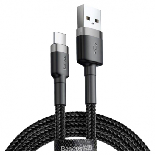 Кабель Baseus Cafule Cable USB for Type-C 3A 1 м (CATKLF-BG1) Gray/Black - фото - интернет-магазин электроники и бытовой техники TTT