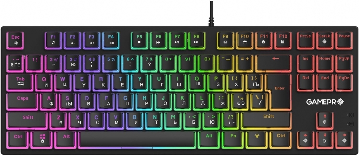 Клавиатура проводная GamePro MK80B Blue Switch RGB USB Black - фото - интернет-магазин электроники и бытовой техники TTT
