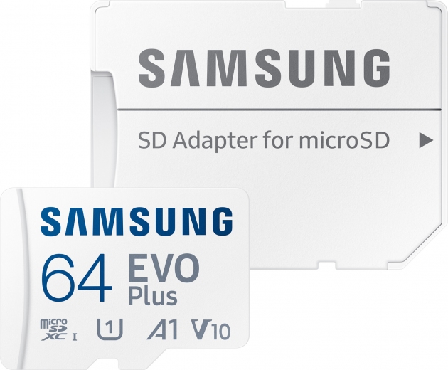 Карта пам'яті Samsung Evo Plus microSDXC 64GB UHS-I U1 V10 A1 + SD адаптер (MB-MC64KA/EU) - фото - інтернет-магазин електроніки та побутової техніки TTT