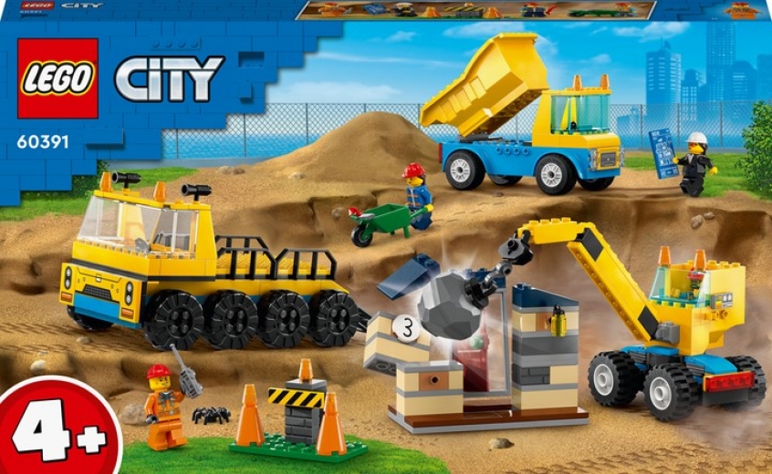 Конструктор LEGO City Будівельна вантажівка й кулястий кран-таран 235 деталей (60391) - фото - інтернет-магазин електроніки та побутової техніки TTT