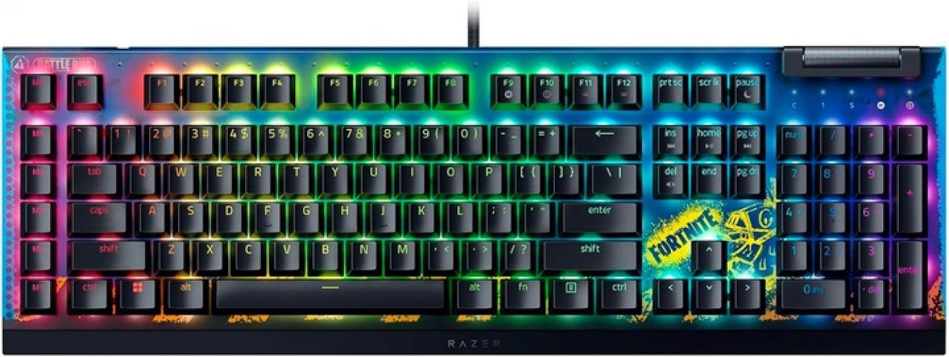 Клавіатура Razer BlackWidow V4 X Yellow Switch Fortnite USB (RZ03-04703600-R3M1) - фото - інтернет-магазин електроніки та побутової техніки TTT