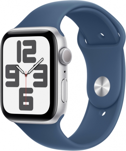 Apple Watch SE (2024) GPS 40mm Silver Aluminium Case with Denim Sport Band - S/M (MXEC3QH/A) - фото - интернет-магазин электроники и бытовой техники TTT
