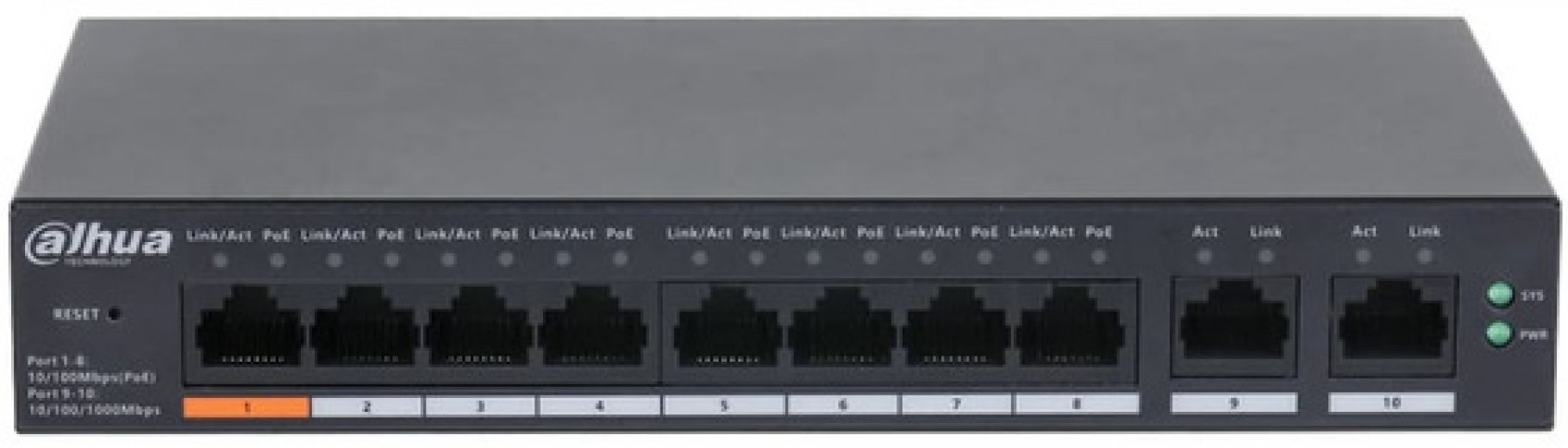 Коммутатор Dahua DH-CS4010-8ET-60 PoE - фото - интернет-магазин электроники и бытовой техники TTT