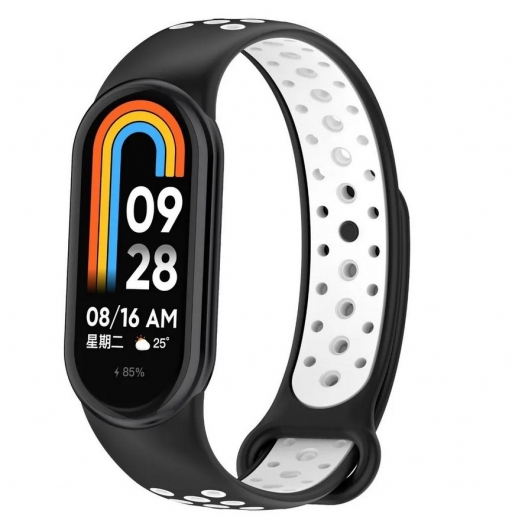 Ремешок BeCover Vents Style для Xiaomi Mi Smart Band 10 (713630) Black-White - фото - интернет-магазин электроники и бытовой техники TTT