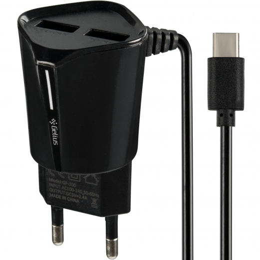 Зарядное устройство сетевое Gelius Pro Edition Auto ID 2USB + cable Type-C 2.4A Black (116295) - Уценка - фото - интернет-магазин электроники и бытовой техники TTT