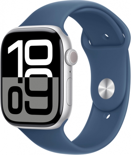 Apple Watch Series 10 GPS 46mm Silver Aluminium Case with Denim Sport Band - M/L (MWWM3QH/A) - фото Apple Watch Series 10 GPS 46mm Silver Aluminium Case with Denim Sport Band - M/L (MWWM3QH/A) - фото - інтернет-магазин електроніки та побутової техніки TTT