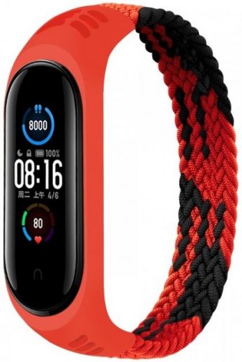 Ремешок BeCover Elastic Nylon Style для Xiaomi Mi Smart Band 5/Mi Smart Band 6 (Size M) (706146) Black-Red - фото - интернет-магазин электроники и бытовой техники TTT