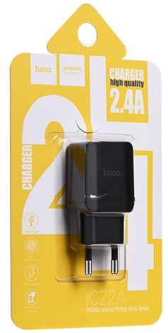 Сетевое зарядное устройство Hoco C22A 1USB 2.4A + microUSB cable Black (112584) - Уценка - фото - интернет-магазин электроники и бытовой техники TTT