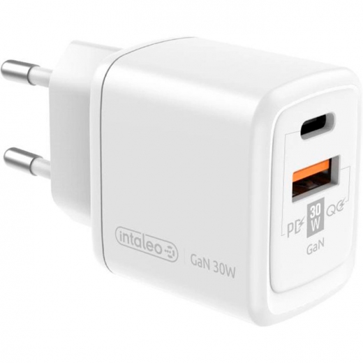 Мережевий зарядний пристрій Intaleo TCG30GAN 30W GAN USB-C PD+USB-A QC 3.0 White (241090) - Уцінка - фото - інтернет-магазин електроніки та побутової техніки TTT