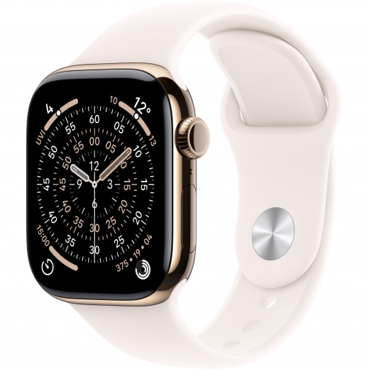 Apple Watch Series 11 GPS + Cellular 42mm Gold Titanium Case with Light Blush Sport Band - M/L (MF8X4RK/A) - фото - интернет-магазин электроники и бытовой техники TTT