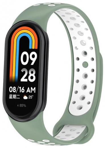 Ремешок BeCover Vents Style для Xiaomi Mi Smart Band 9 (711988) Pine Green-White - фото - интернет-магазин электроники и бытовой техники TTT