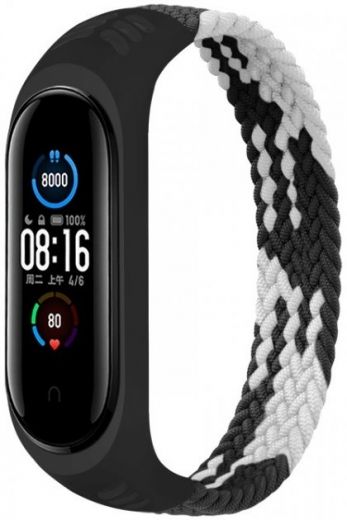 Ремінець BeCover Elastic Nylon Style для Xiaomi Mi Smart Band 5/Mi Smart Band 6 (Size M) (706147) Black-White - фото - інтернет-магазин електроніки та побутової техніки TTT
