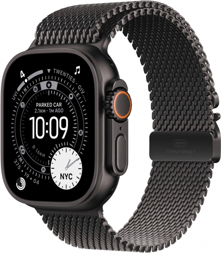 Apple Watch Ultra 3 GPS + Cellular 49mm Black Titanium Case with Black Titanium Milanese Loop - L (MF1T4QP/A) - фото - інтернет-магазин електроніки та побутової техніки TTT