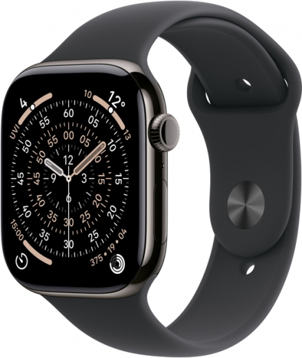 Apple Watch Series 11 GPS + Cellular 46mm Slate Titanium Case with Black Sport Band - S/M (MFD14RK/A) - фото - интернет-магазин электроники и бытовой техники TTT