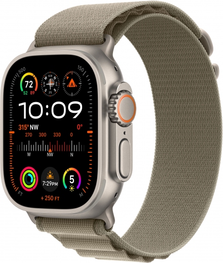 Apple Watch Ultra 2 GPS + Cellular, 49mm Titanium Case with Olive Alpine Loop - Large (MRF03UL/A) - фото - інтернет-магазин електроніки та побутової техніки TTT