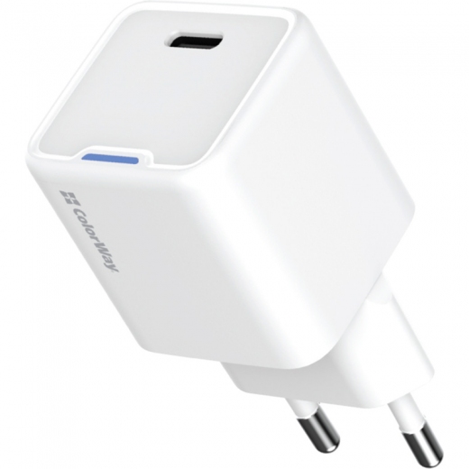 Сетевое зарядное устройство ColorWay GaN Mini 30W PD Port PPS USB-C (CW-CHS054PD-WT) White - фото - интернет-магазин электроники и бытовой техники TTT