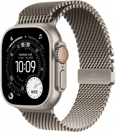 Apple Watch Ultra 3 GPS + Cellular 49mm Natural Titanium Case with Natural Titanium Milanese Loop - L (MF0E4QP/A) - фото - інтернет-магазин електроніки та побутової техніки TTT