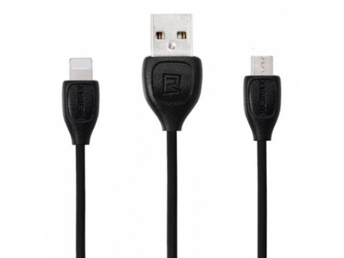 Кабель Remax Lesu 2 in 1 Lightning/Micro USB 2m Black (RC-050t) (76540) - Уцінка - фото - інтернет-магазин електроніки та побутової техніки TTT