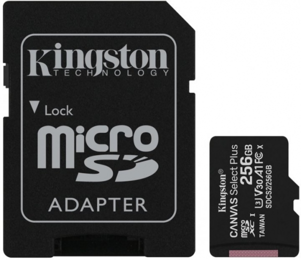 Карта памяти Kingston microSDXC 256GB Canvas Select Plus Class 10 UHS-I U3 V30 A1 + SD-адаптер (SDCS2/256GB) (145165) - Уценка - фото Карта памяти Kingston microSDXC 256GB Canvas Select Plus Class 10 UHS-I U3 V30 A1 + SD-адаптер (SDCS2/256GB) (145165) - Уценка - фото - интернет-магазин электроники и бытовой техники TTT
