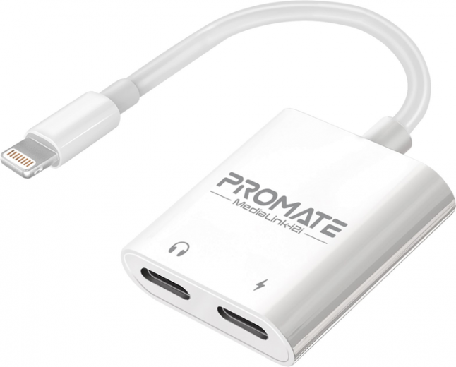 Адаптер Promate MediaLink-i2і Lightning/Lightning Audio+12W Lightning-in (medialink-i2i) White  - фото Адаптер Promate MediaLink-i2і Lightning/Lightning Audio+12W Lightning-in (medialink-i2i) White  - фото - интернет-магазин электроники и бытовой техники TTT
