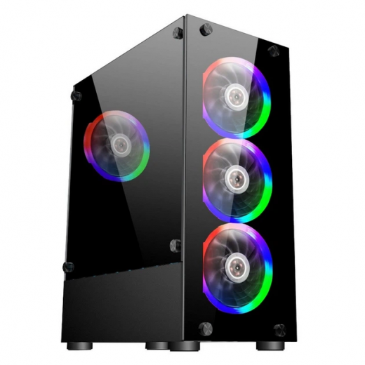 Корпус 1stPlayer V2-A-BK-4F1 без БП Black - фото - интернет-магазин электроники и бытовой техники TTT