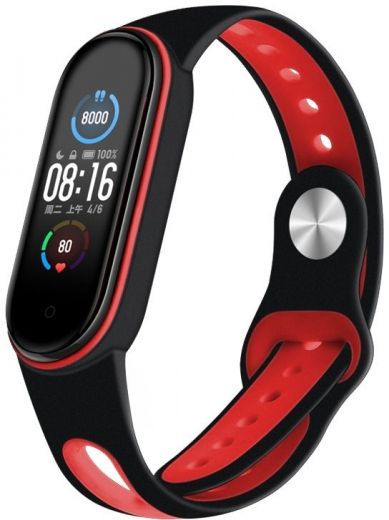 Ремінець BeCover Sport Style для Xiaomi Mi Smart Band 5 (705169) Black-Red - фото - інтернет-магазин електроніки та побутової техніки TTT