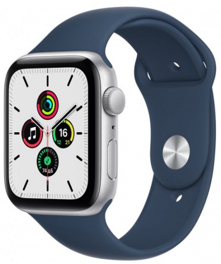 Apple Watch SE GPS 44 mm Silver Aluminium Case with Abyss Blue Sport Band (MKQ43UL/A) - фото - інтернет-магазин електроніки та побутової техніки TTT
