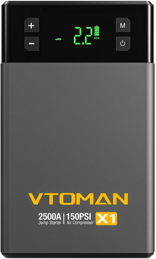 Автомобильное портативное устройство Vtoman Jump Starter X1 2500A с компрессором 150 PSI (X1_Vtoman) - фото Автомобильное портативное устройство Vtoman Jump Starter X1 2500A с компрессором 150 PSI (X1_Vtoman) - фото - интернет-магазин электроники и бытовой техники TTT