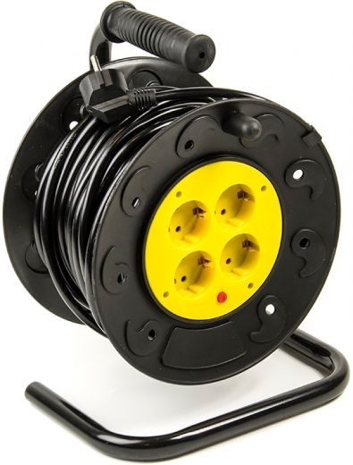 Подовжувач на котушці PowerPlant JY-2000/20 20 м, 2x1.0мм2, 8А, 4 розетки (PPRA08M200S4) - фото - інтернет-магазин електроніки та побутової техніки TTT
