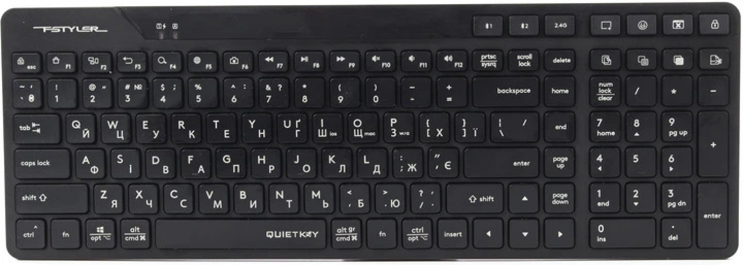 Клавіатура бездротова A4Tech FBK27C AS Wireless (4711421000185) Black  - фото - інтернет-магазин електроніки та побутової техніки TTT