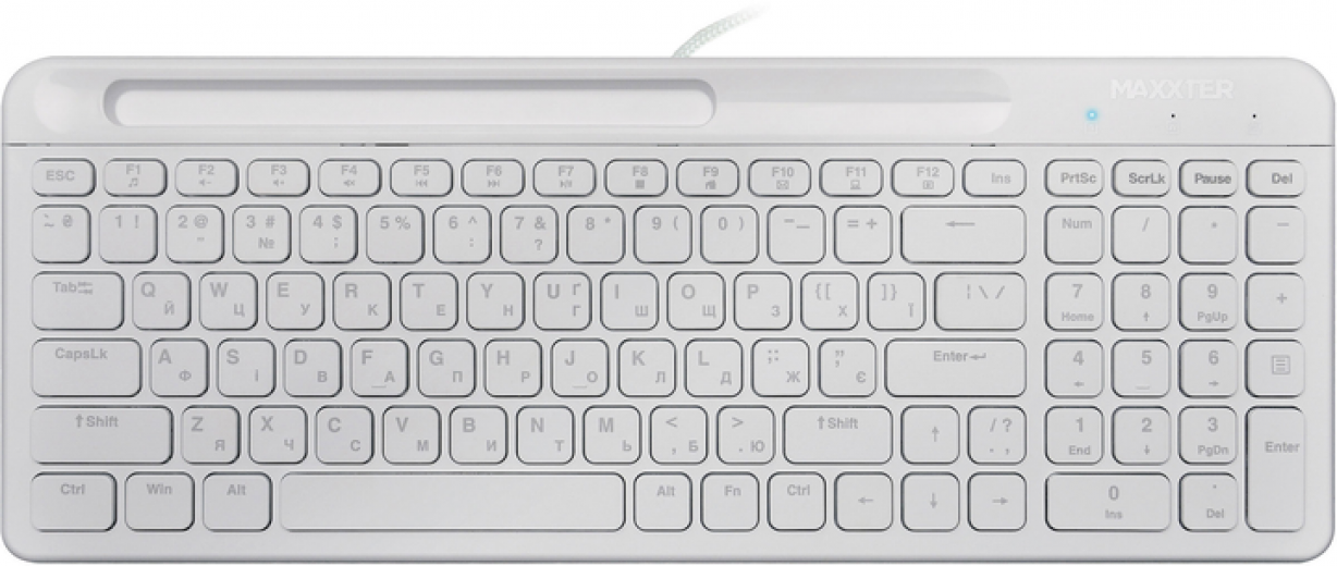 Клавиатура проводная Maxxter KB-01W-UA USB - фото Клавиатура проводная Maxxter KB-01W-UA USB - фото - интернет-магазин электроники и бытовой техники TTT