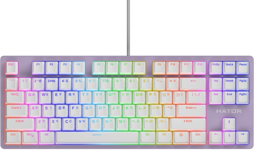 КЛАВІАТУРА HATOR ROCKFALL 2 MECHA TKL ORANGE USB (HTK-724) LILAC  - фото - інтернет-магазин електроніки та побутової техніки TTT