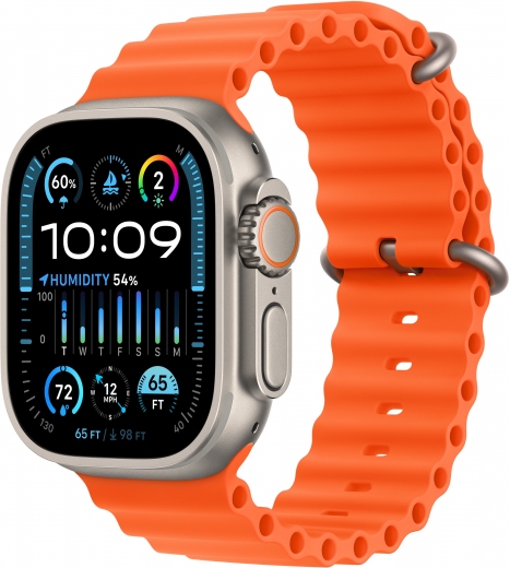 Apple Watch Ultra 2 GPS + Cellular, 49mm Titanium Case with Orange Ocean Band (MREH3UL/A) - фото Apple Watch Ultra 2 GPS + Cellular, 49mm Titanium Case with Orange Ocean Band (MREH3UL/A) - фото - интернет-магазин электроники и бытовой техники TTT