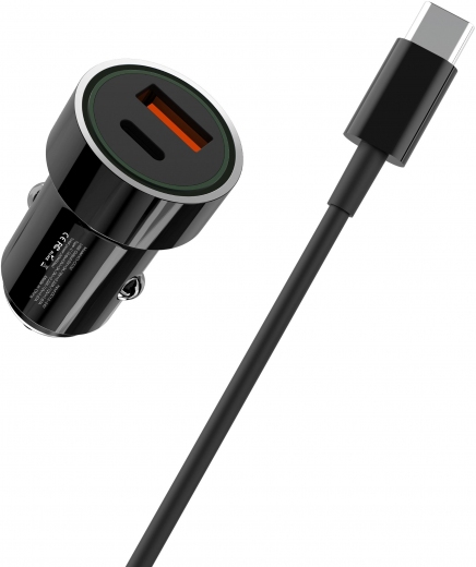 Автомобильное зарядное устройство XO CC32 1USB +1USB-C 20W PD+QC3.0 + type-C cable Black - фото Автомобильное зарядное устройство XO CC32 1USB +1USB-C 20W PD+QC3.0 + type-C cable Black - фото - интернет-магазин электроники и бытовой техники TTT