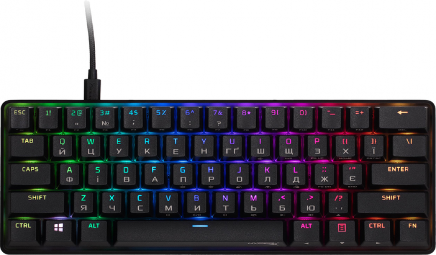 Клавіатура дротова HyperX Alloy Origins 60 HX Red USB (4P5N4AA ) Black  - фото Клавіатура дротова HyperX Alloy Origins 60 HX Red USB (4P5N4AA ) Black  - фото - інтернет-магазин електроніки та побутової техніки TTT