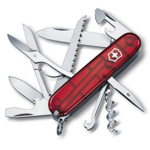 Швейцарский нож Victorinox Huntsman (1.3713.T) Red Transpanent - фото - интернет-магазин электроники и бытовой техники TTT