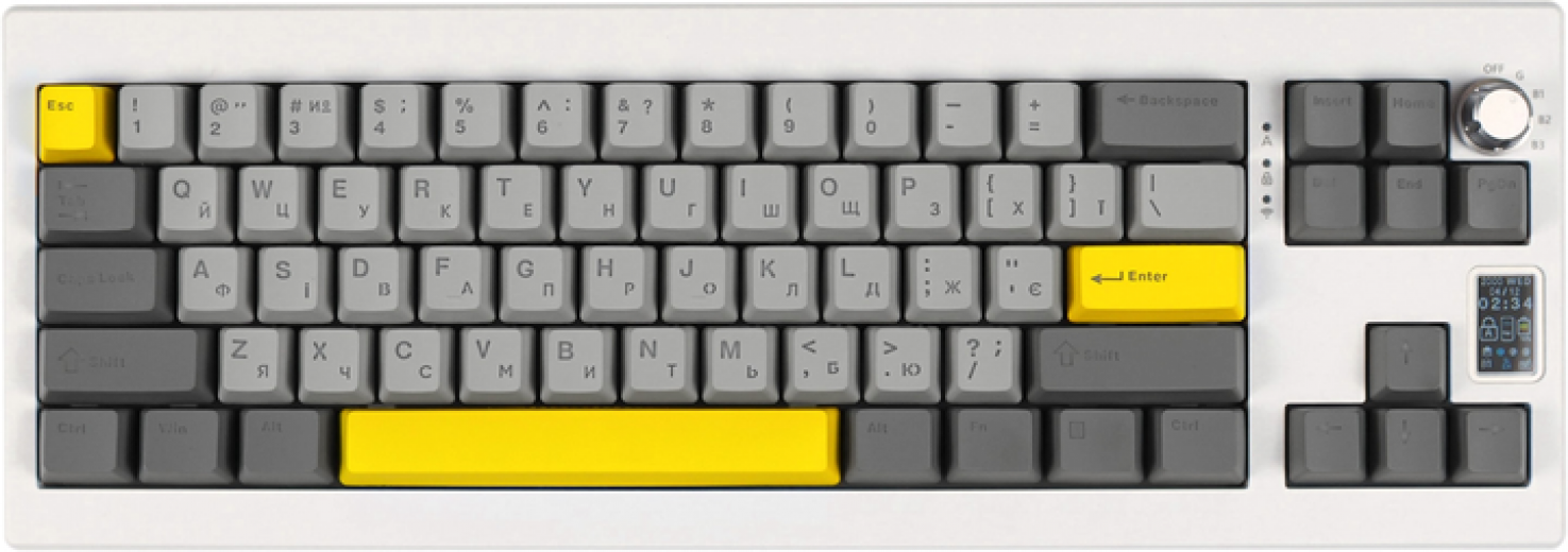 Клавіатура бездротова EPOMAKER Shadow-X 70% Mulan Switch Hot-Swap LCD Screen RGB UA Wireless/Bluetooth/USB (SHX-W-M) White  - фото Клавіатура бездротова EPOMAKER Shadow-X 70% Mulan Switch Hot-Swap LCD Screen RGB UA Wireless/Bluetooth/USB (SHX-W-M) White  - фото - інтернет-магазин електроніки та побутової техніки TTT