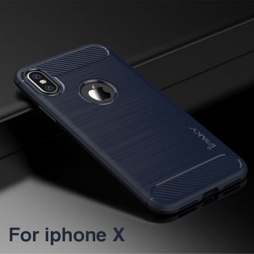 Накладка iPaky Slim Carbon TPU Для Apple iPhone X Blue - фото - интернет-магазин электроники и бытовой техники TTT