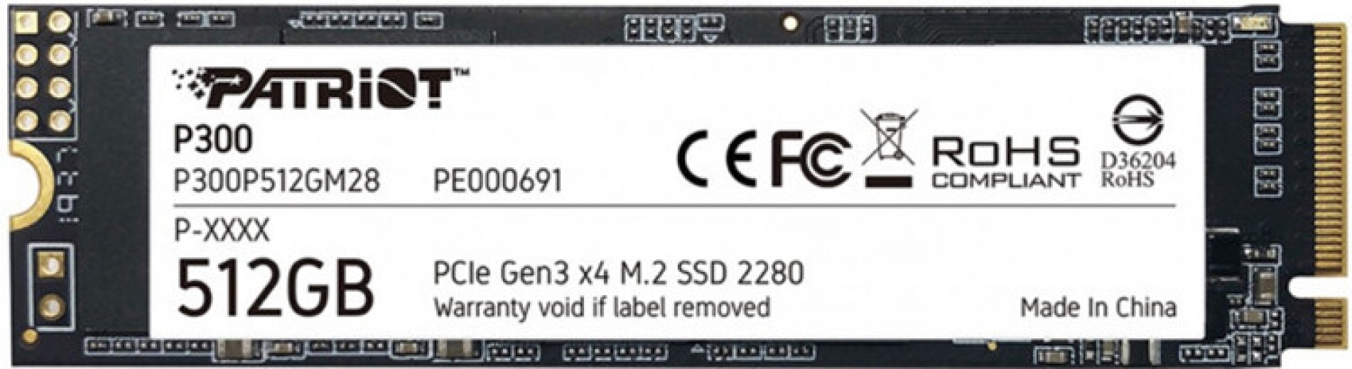 SSD накопичувач Patriot P300 512GB M.2 2280 NVMe PCIe 3.0 x4 3D NAND TLC (P300P512GM28) - фото - інтернет-магазин електроніки та побутової техніки TTT
