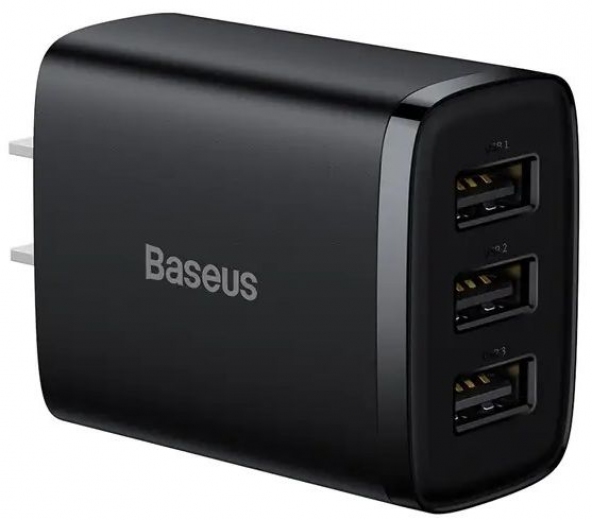 Сетевое зарядное устройство Baseus Compact Charger 3U 17W CN + адаптер EU (CCXJ020001) Black - фото Сетевое зарядное устройство Baseus Compact Charger 3U 17W CN + адаптер EU (CCXJ020001) Black - фото - интернет-магазин электроники и бытовой техники TTT
