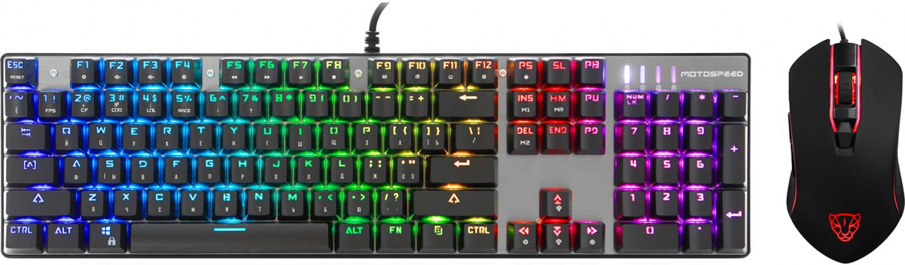 Комплект Motospeed CK888 Outemu Red (mtck888mr) Silver/Black - фото - інтернет-магазин електроніки та побутової техніки TTT