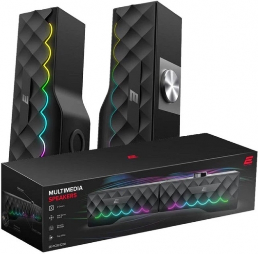 Акустична система 2E PCS232 RGB, Soundbar, 2.0, USB (2E-PCS232BK) Black - фото - інтернет-магазин електроніки та побутової техніки TTT